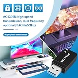 Povxlum USB WiFi Adapter Dongle PC 1300Mbps Dual Band 2.4G 5G Windows 7 8 10 11 view 4
