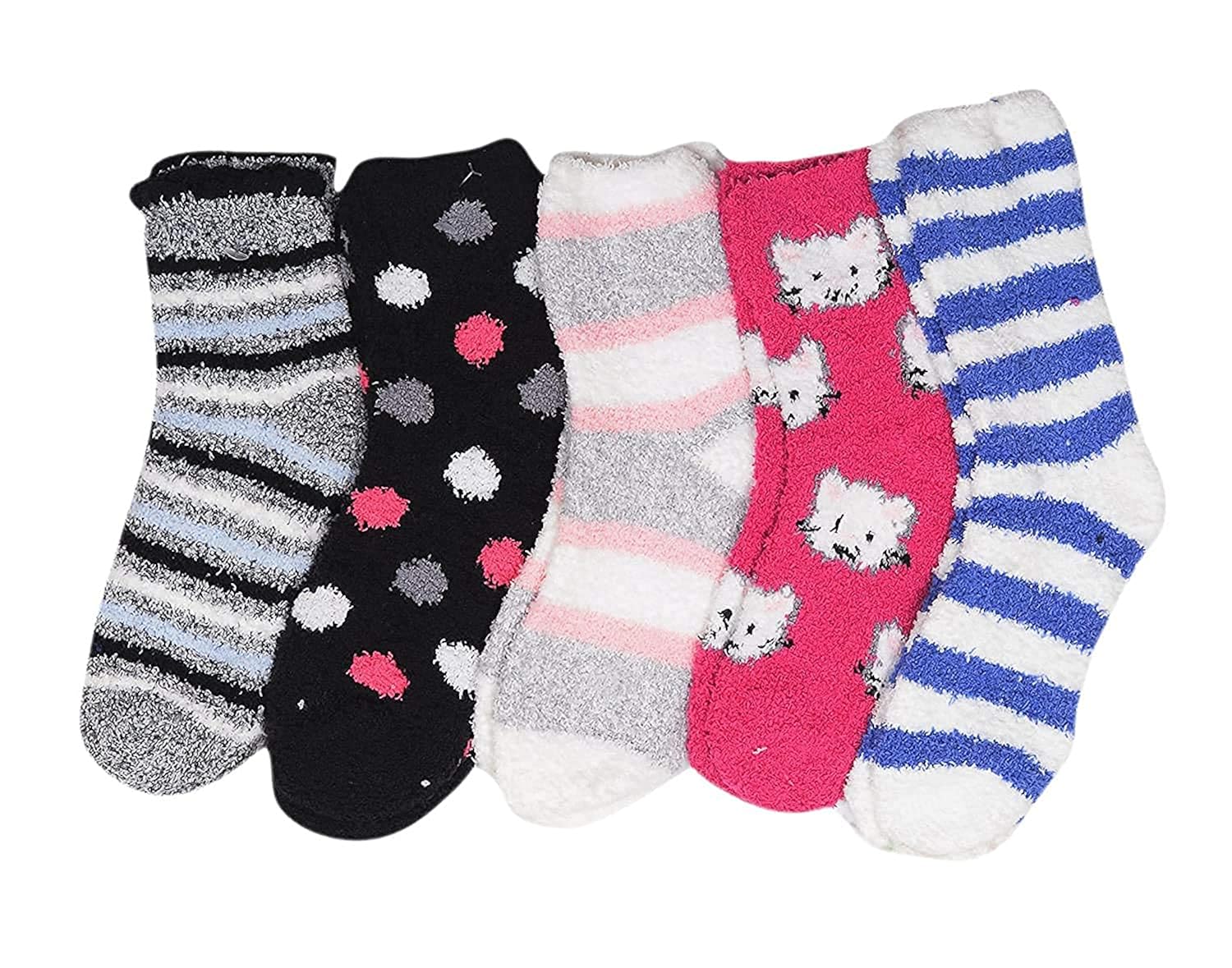 Vbirds Women's and Girl's Cotton Towel Socks Pack of 5 (Multicolor