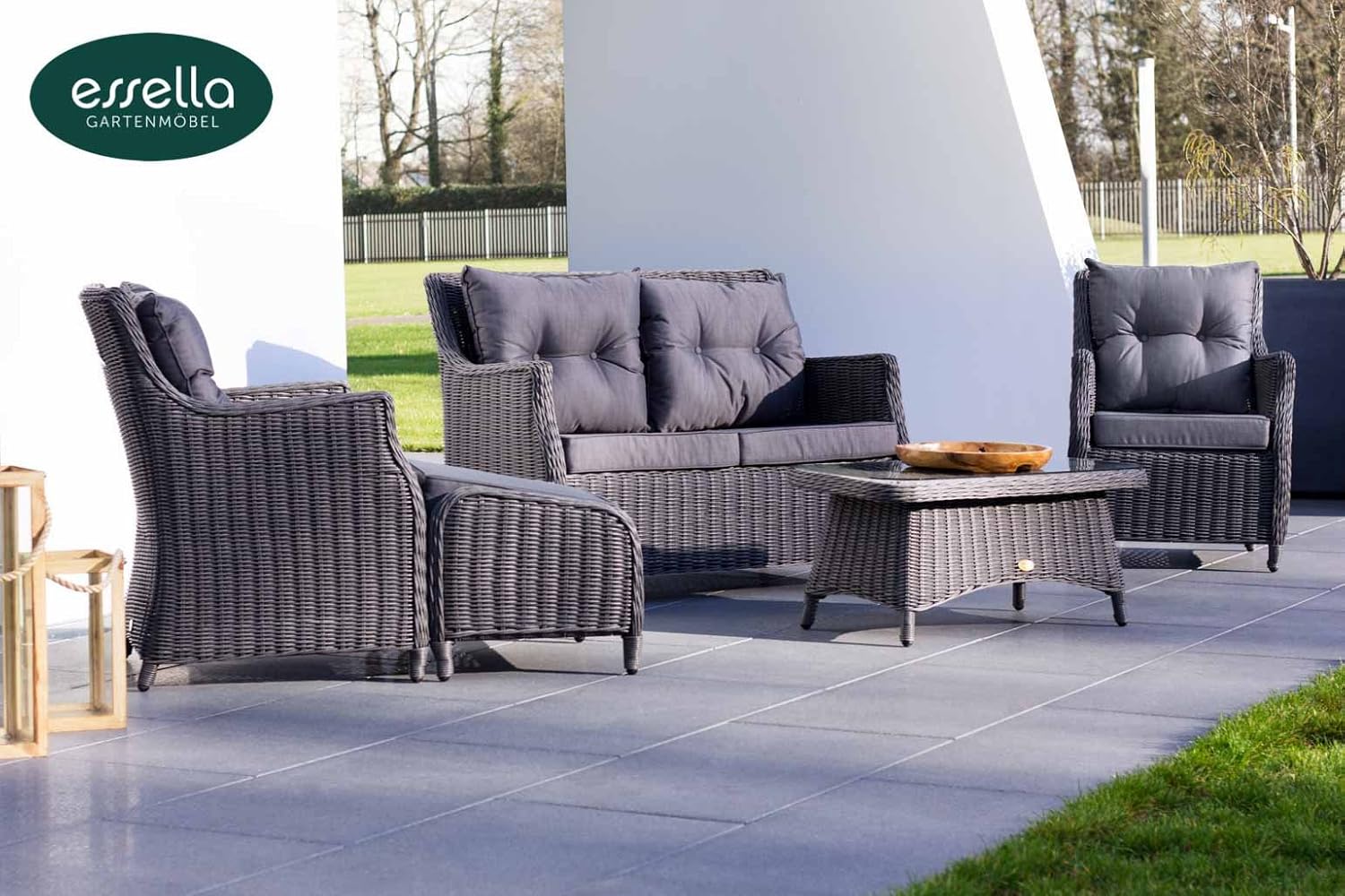 Dublin Rounded Fibre Light Brown 4 Seater Garden Furniture