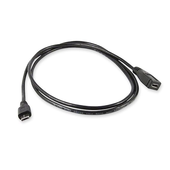 conecto CC20025 Kabel Micro-USB 2.0-Stecker auf Buchse Typ B 5-adrige Verlängerung für OTG, MHL, 1,2 m Schwarz