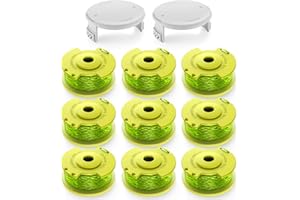 Bessport Trimmer String (AC80RL3) for Ryobi One Plus+,Replacement 0.080-inch Trimmer String Compatible with Ryobi 18V,24V,40V Trimmers (9 Spool, 2 Trimmer Cap)
