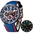 OLEVS Mens Watches Chronograph Waterproof Luminous Silicon Strap Multifunction Watches for Men Quartz Business Calendar Men Wrist Watch
