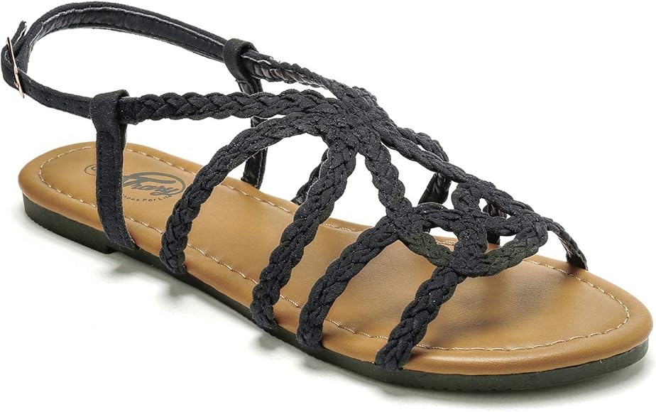 amazon women's black flat sandals