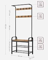 VASAGLE Coat Rack 4-in-1 with Shoe Storage Bench 9 Removable Hooks view 7