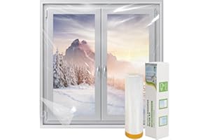DCUINS Window Insulation Kit, POF Shrink Film Insulator 62 Inch Wide × 393 Inch Length with PET Double-Sided Tape, Insulates 10 Standard Indoor Windows Keep Warm for Winter, 1 Roll Clear