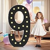 4FT Light Up Numbers,Black Giant Marquee Number Big Mosaic Number 9,Pre-Cut Foam Board Set Can Be Used for Birthdays,Weddings,Baby Anniversaries