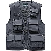 AOTORR Mens Outdoor Work Safari Cargo Photo Travel Fishing Vests for Men with Multi-pockets