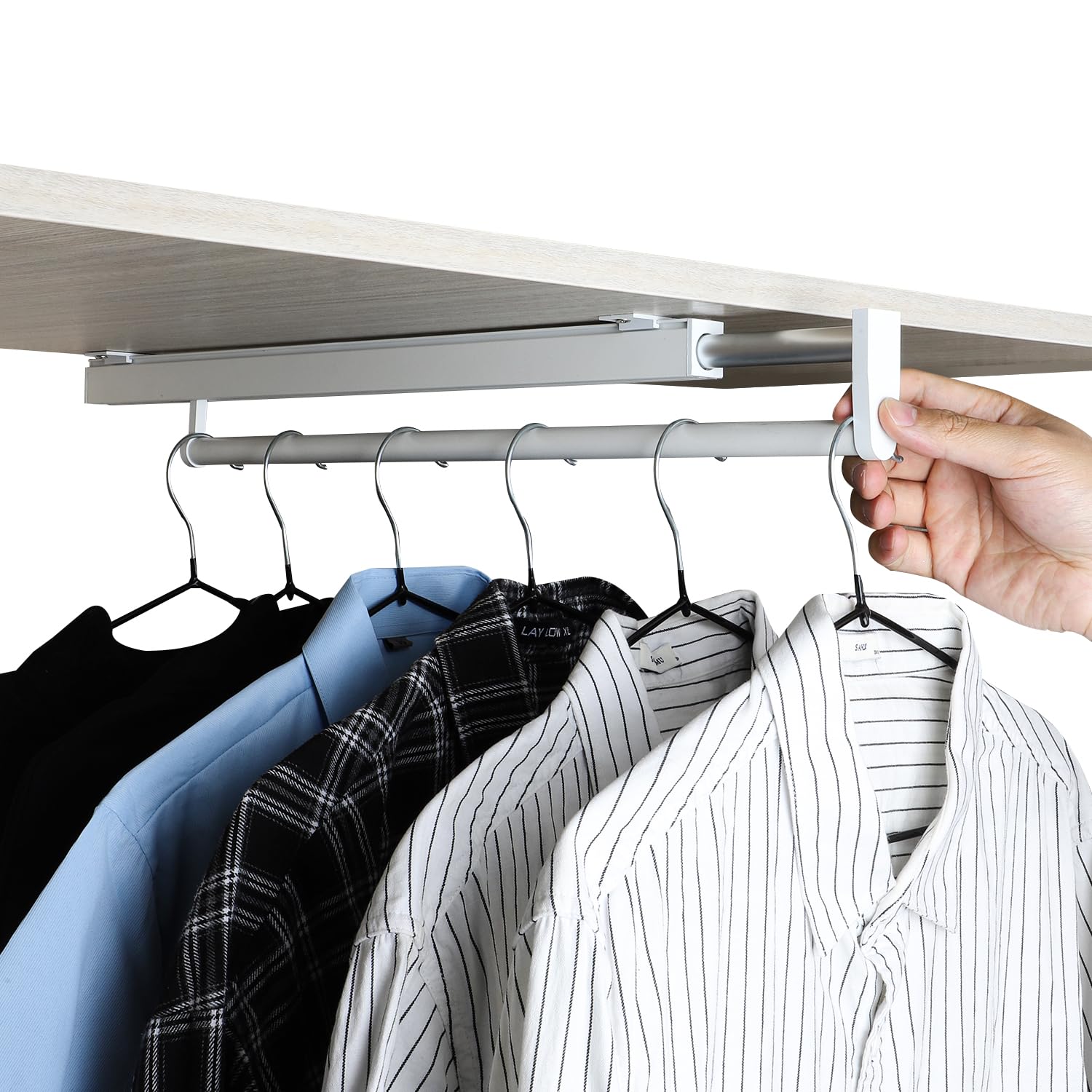 BaiNong Pull Out Closet Rod - White, 21-1/4
