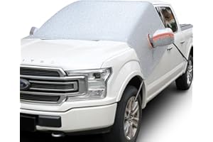 MARKSIGN Universal Fit Windshield Snow and Frost Cover for Large SUVs and Pickup Trucks, Anti-Theft Tuck-in Flaps, Cotton Lined PEVA Fabric, Windshield Sunshade with Mirror Covers
