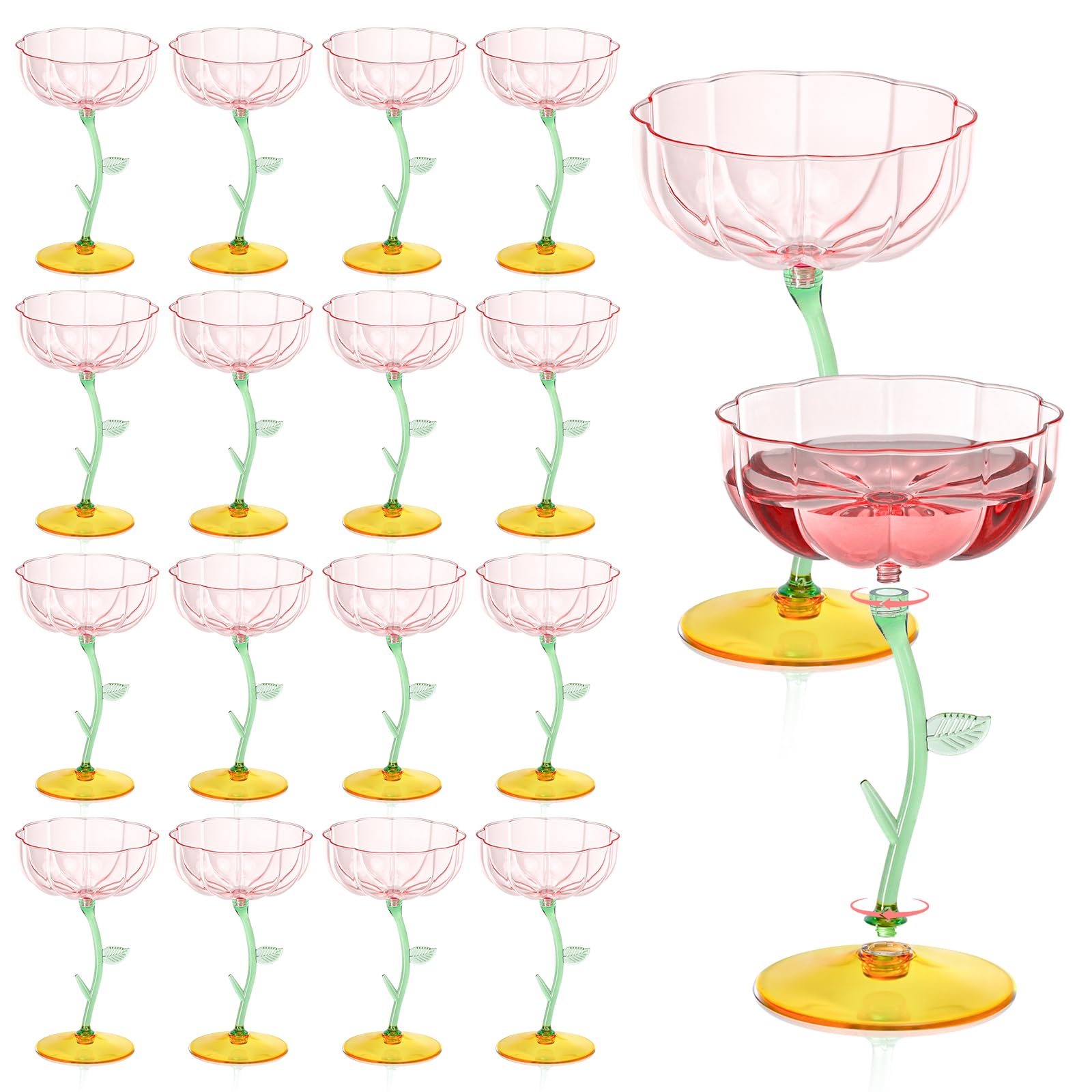 Photo 1 of ***MISSING PARTS***
HKSZEH 24 Pcs Pink Plastic Ribbed Coupe Glasses Detachable 7oz Flower Cocktail Glasses Modern Wavy Plastic Cocktail Coupes Disposable Martini Glasses Mimosa Glassware champagne goblets (24, PInk)
