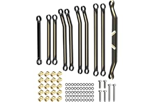 OCHIKI High Clearance Chassis Steering Links Set Fit for Redcat Ascent-18 Brushless Scout II 1/18 RC Crawler Car, Brass Links Kit with Black Coating, 10Pcs