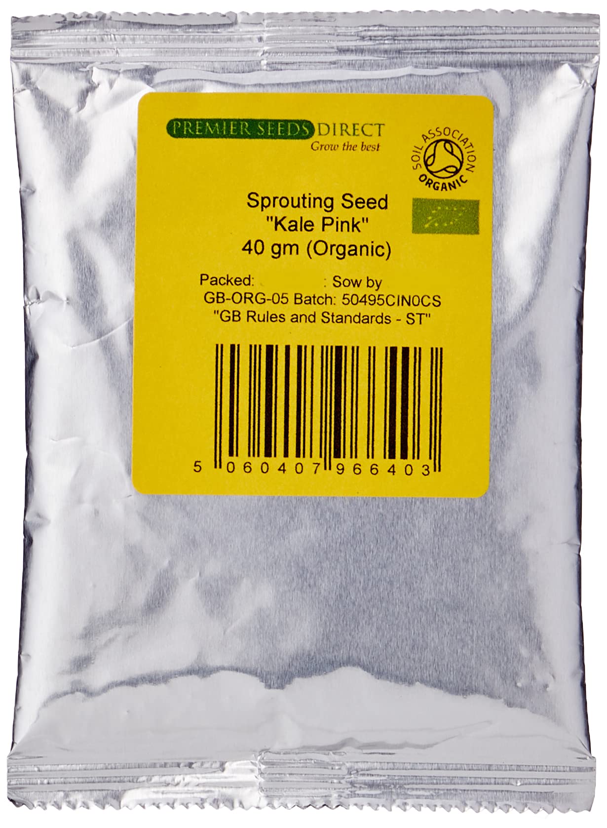 PREMIER SEEDS DIRECT - Sprouting Seeds Pink Kale - 40GM - Organic