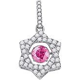 Jewels By Lux Sterling Silver Womens Pink White Cubic Zirconia Star Charm Pendant