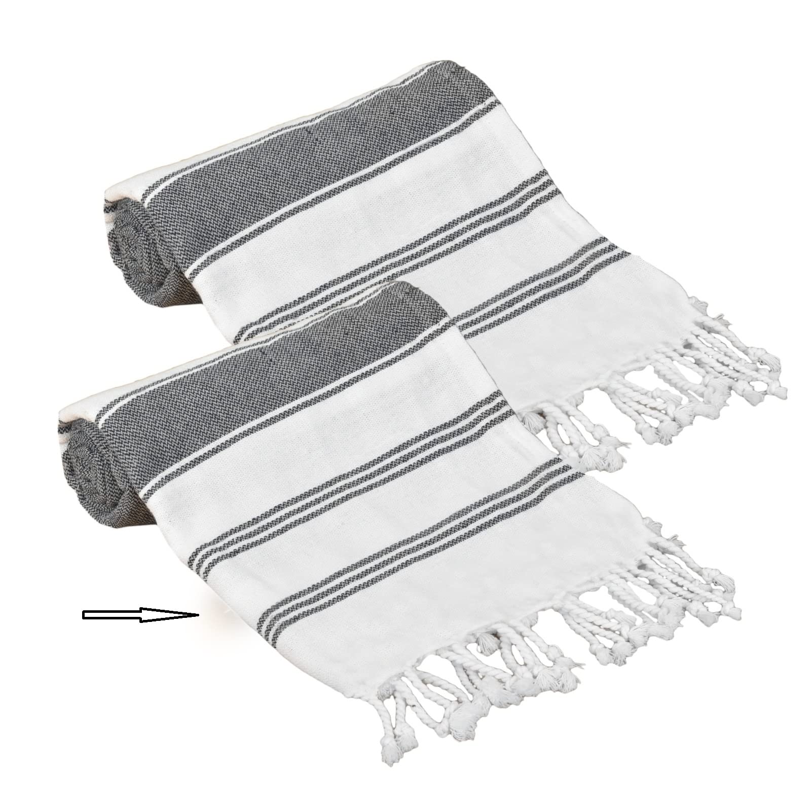 GLAMBURG Peshtemal Turkish Towel - Beach Towels Oversized 36x71 Set of 2, Cotton Beach Towels for Adults, Soft Durable Absorbent Extra Large Bath Sheet Hammam Towel - Black