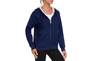 MoFiz Women Full Zip Hoodie Jacket Sherpa Fleece Lined Winter Warm Outwear Coat with Kangaroo Pocket