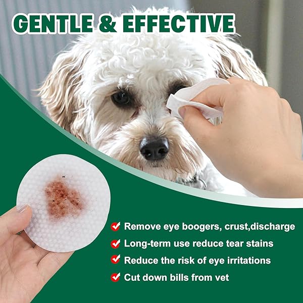 OPULA 170PCS DOG EYE WIPES, 3.15“/8CM DOG TEAR STAIN REMOVER WIPES, PET EYE WIPES FOR DOGS AND CATS, REMOVE CRUST DISCHARGEMUCUS SECRETIONS, DOG EYE WASH PADS FOR WHITE DOGS, CLEAN AND MOISTURIZE