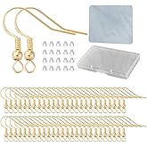 Earring Hooks for Jewelry Making - 120 pcs/60 Pairs Hypoallergenic 14K Gold Ear Wires Fish Hooks for Jewelry Making, Jewelry findings Parts with 120 pcs Rubber Earring Backs Stopper for DIY Earrings