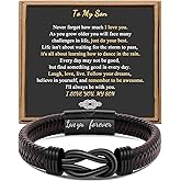 Gift for Men Infinity Bracelet for Men Dad Husband Boyfriend Son Grandson Brother Nephew Uncle Brown Braided Leather Forever Linked Together Stainless Steel Engraved with Love You Forever Jewelry 7.5|8.5|9 Inches