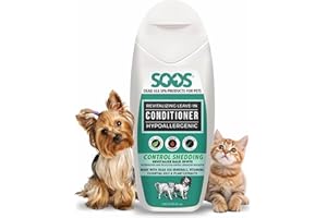 Soos Pets Pet Conditioner Natural Dead Sea Hypoaller-genic Revitalizing Leave-In Deeply Absorbing with Vitamins Essential Oils Natural Elements for Dogs and Cats - 1x Pet Conditioner (250ml / 8.45 oz)