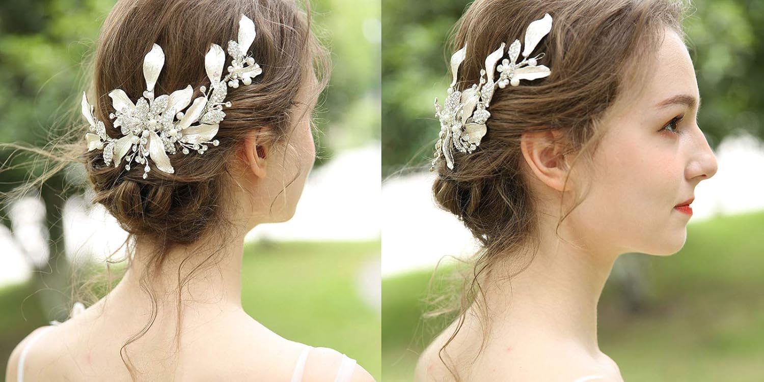 Amazon Longwu ヘッドドレス ヘアアクセサリー 小枝 手作り 花嫁 髪飾り ウェディング ブライダル 上品 クリップ カチューシャ ビジュー 髪留め ジュエリー アクセサリー 結婚式 披露宴 成人式 パーティー ピン コーム 通販