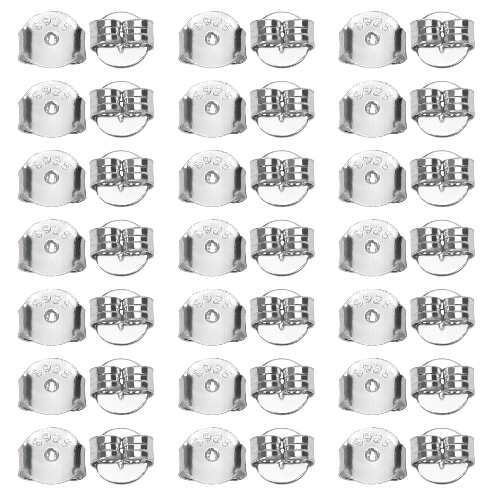 TOAOB 20pcs Earring Backs 925 Silver Style Safety Backs Scrolls Earring Stoppers Universal Size for Stud Earrings Replacement Locking Earring Making