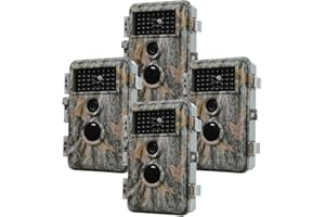 Folgtek 4pcs Trail Cameras 64MP 1296P H.264 Video with 36pcs No Glowing LEDs Night Vision, Motion Activated & IP66 Waterproof