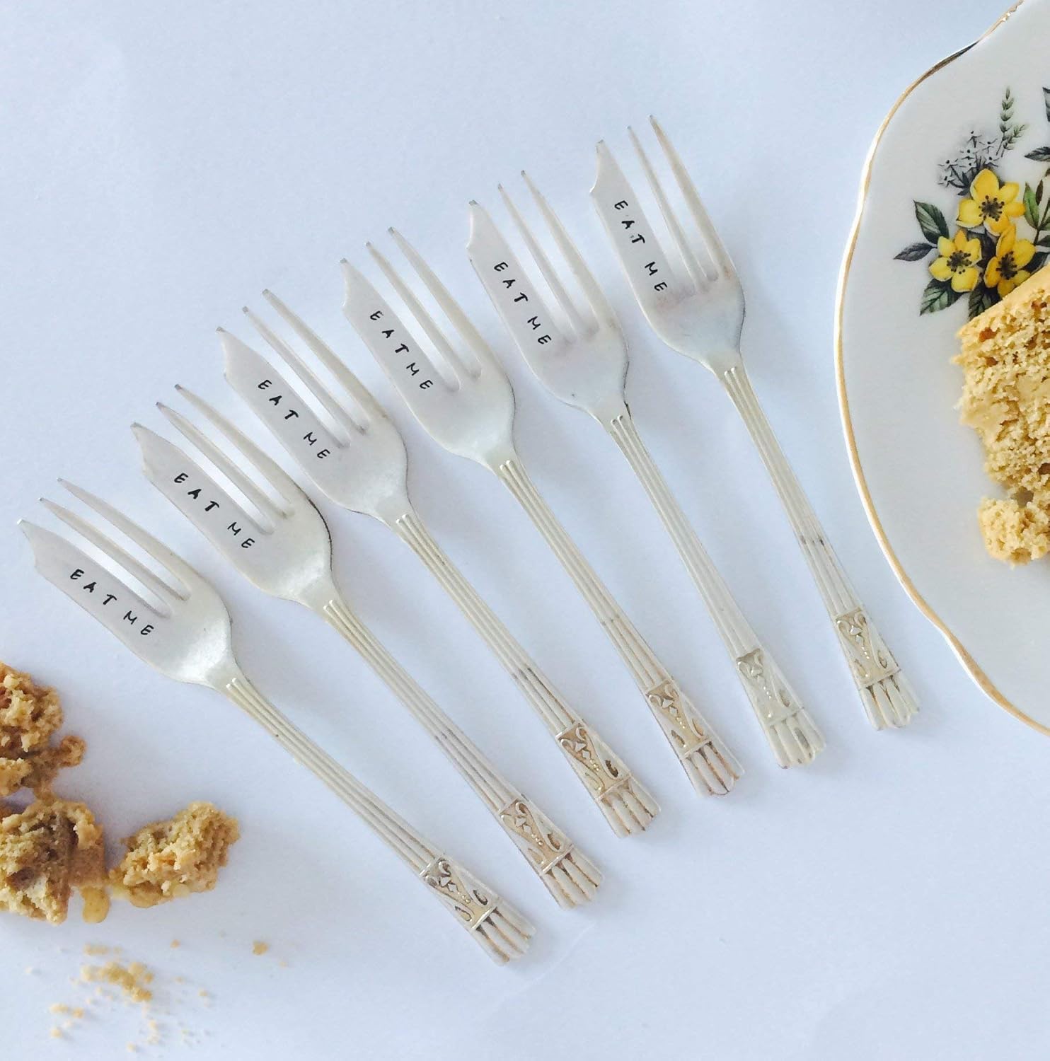 Boxed Set of Handstamped Vintage Cake Forks Amazon.co.uk Handmade