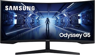 Monitor Gaming Odyssey G5 (C34G55), Curvo (1000R), 34", 3440x1440 (Ultra WQHD), 21:9, HDR10, VA, 165 Hz, 1 ms, FreeSync Premium, HDMI, Display Port, PBP, Flicker Free
