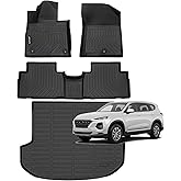 Jenofa-Floor Mats for 2019 2020 Santa FE (Only fit 5 Seats) Cargo Mat Car Mats for 2019 Santa Fe All Weather Floor Liner Accessories Waterproof Durable Rubber High Edge Protection Full Set 3pc