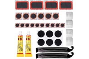 34pcs Bike Tire Repair Kit Bicycle Inner Tube Patches with Patch Metal File and Levers for Mountain Road Motorcycle Bicycle a