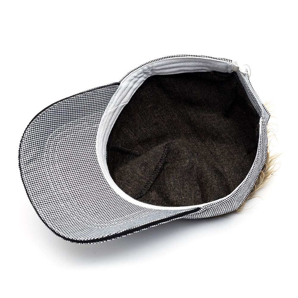 OBERORA Flair Hair Visor Sun Cap Wig Peaked Adjustable Baseball Hat with Spiked Hairs