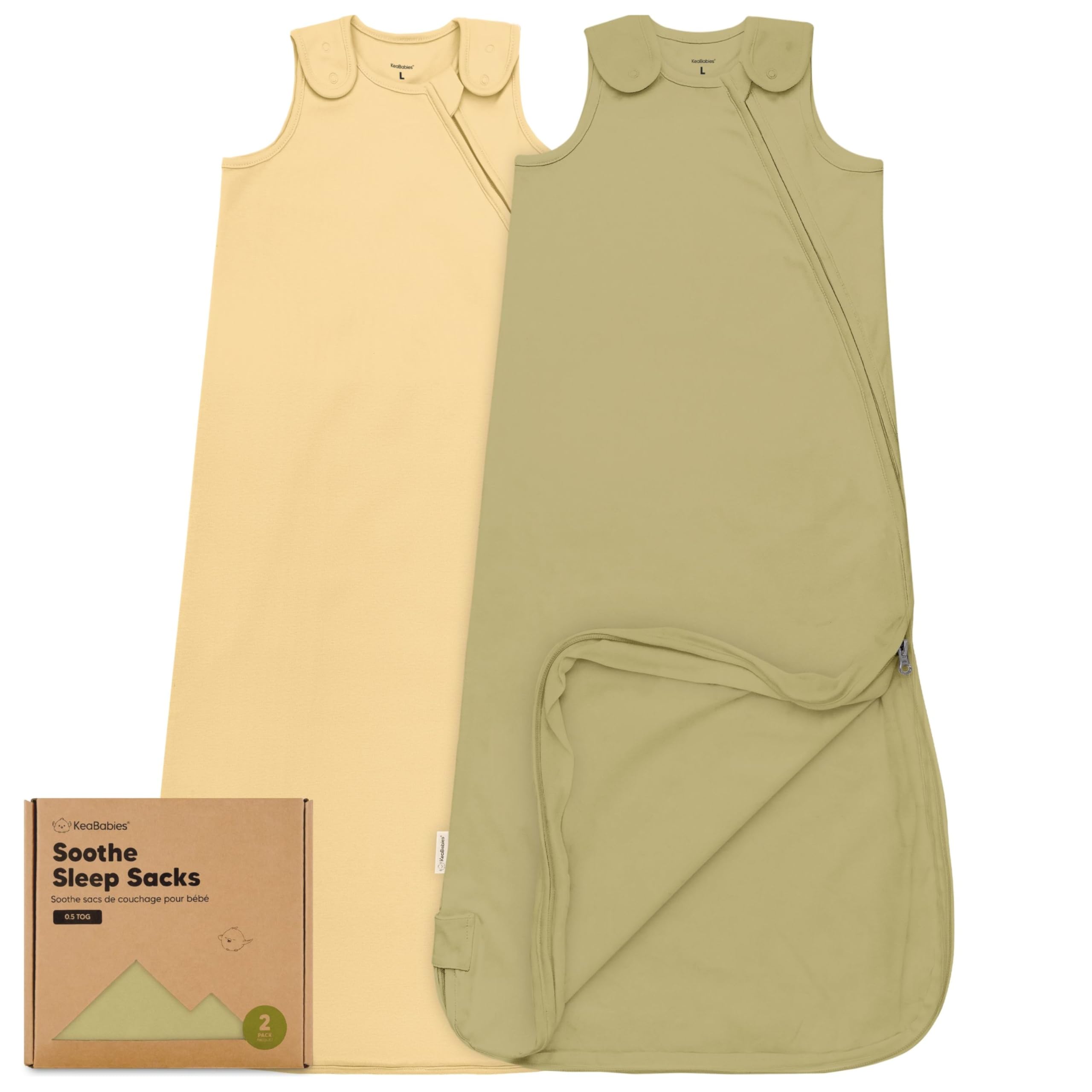 Photo 1 of 2-Pack Organic Baby Sleep Sacks, 100% Cotton - Soft & Breathable 0.5TOG Baby Wearable Blanket, Toddler Sleeping Sack 18-24 Months, Easy to Wear Transitional Swaddles for Newborns, Infants(Avocado, L)