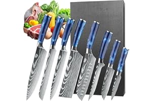 Dfito Kitchen Knife Set, 8 Pcs High Carbon Stainless Steel Chef Knife Set with Ergonomic Balance Handle & Sheath, Ultra Sharp