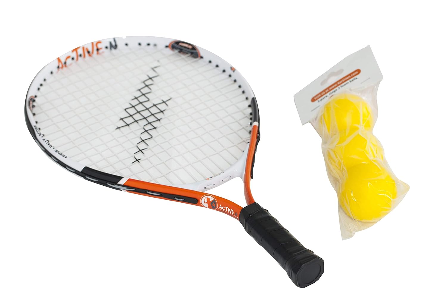 Includes 3 Foam Tennis Balls 19 inches 4 active n Tennis Racket for Kids Tennis & Racquet Sports