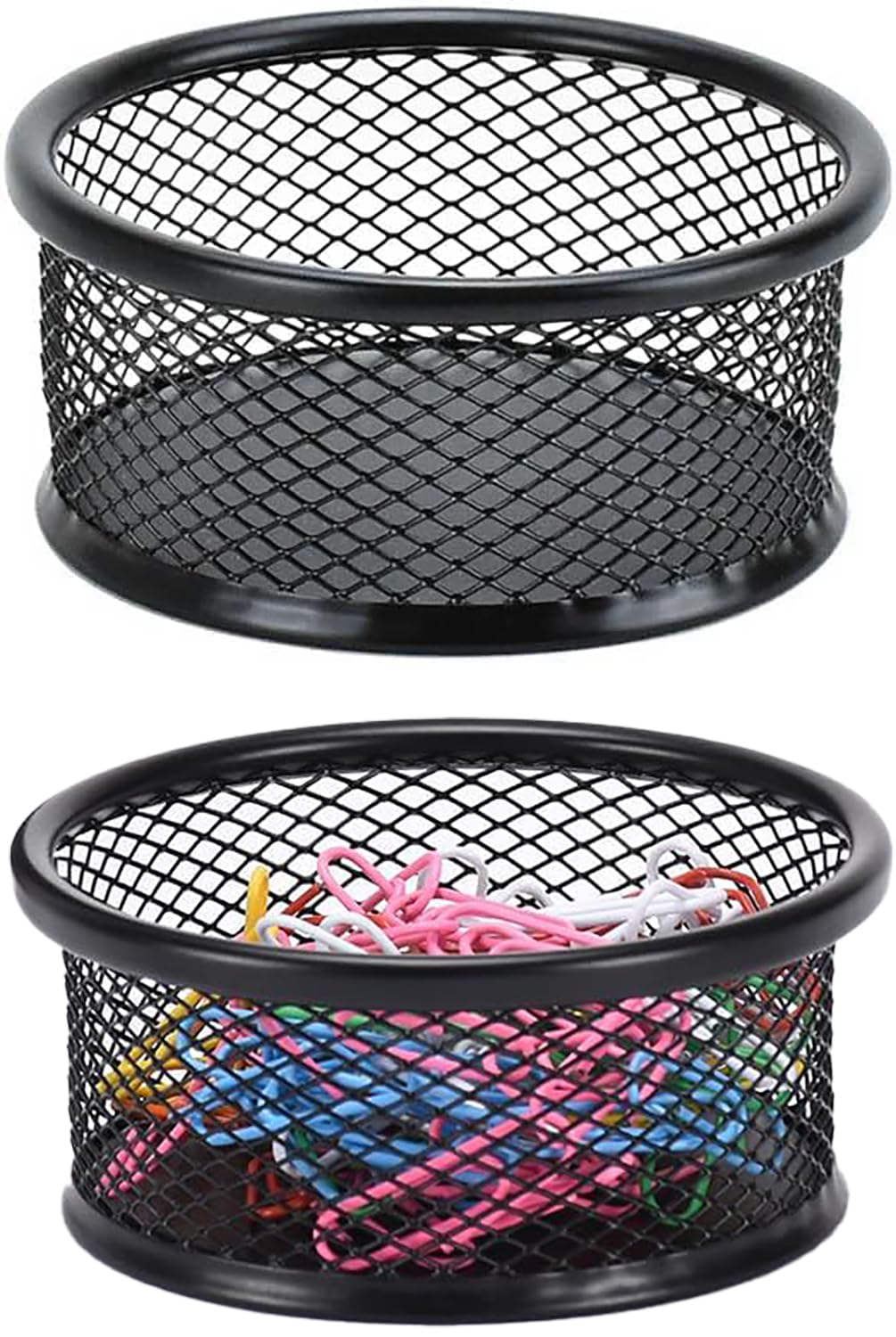 Photo 1 of 1 Pc Black Minimalist Metal Paper Clip Holder Mesh Paperclip Bowl Binder Clip Dispenser Desk Bobby Pin Container Organizer for Home Office Classroom School Desk Supplies Holders and Dispensers