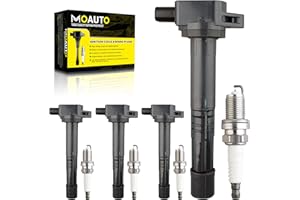 MOAUTO Set of 4 Ignition Coils Pack UF311 UF583 30520-RRA-007 & 4 PCS Iridium Spark Plugs Compatible with Acura RSX Honda Acc