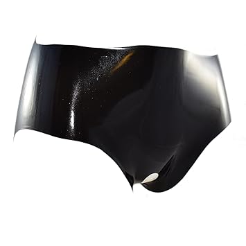 Rubberfashion Latex Slip, Latexslip kurze Hotpanty schrittoffen ouvert mit veredelter Oberfläche nicht chloriert für Frauen u