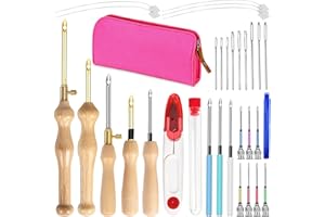 TOPHONIEX Punch Needle kit for Beginners, Adjustable Punch Needle Embroidery Kit for Adults Punch Needle Tool Embroidery Needle Wooden Handle Embroidery Pen Kits
