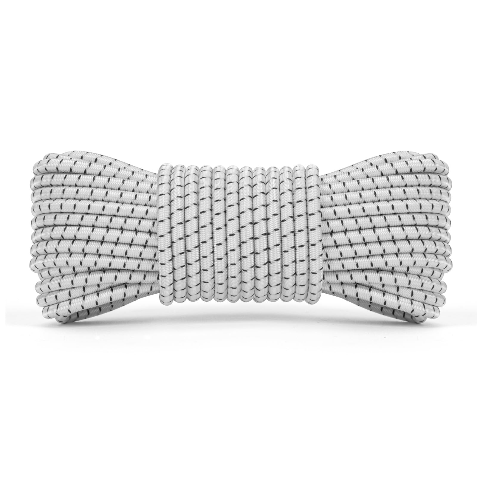 Abma Cord Bungee Cord 4mm 10M Elastic Shock Cord 100% Stretch Elastic Bungee Rope for Tarpaulin, Trailer, Backpack, Tent Pole, Kayak - White&Black — image 1