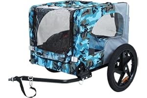 BREEVIA Universal Dog Bike Trailer Cargo, Pet Carrier with Quick Release Wheels for Small Medium Dogs 66lb, Foldable Bike Wagon with Internal Leash, Lightweight Bicycle Cart for Camping, Jogging