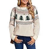 shermie Women's Fair Isle Pullover Sweaters Long Sleeve Crew Neck Loose Casual Knit Sweater