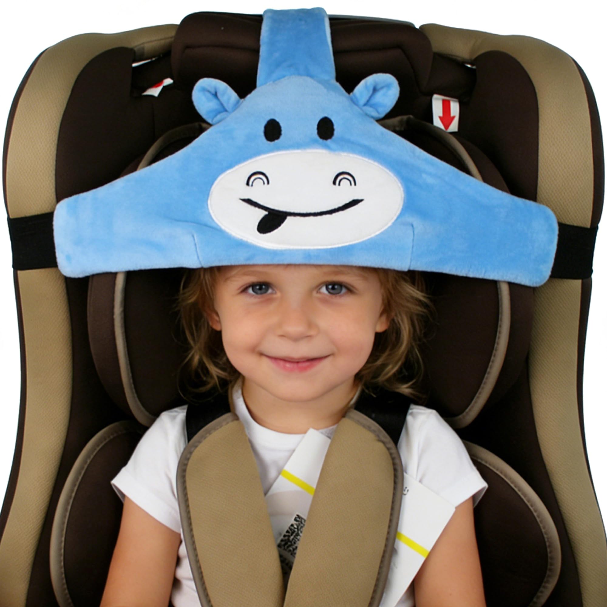 MINGZE Baby Child Car Seat Head Support, Car Safe and Cozy Sleep Positioner, Adjustable Safety Seat Fastening Belt, Safety Belt Protector Headrest Neck Support for Childre1n Baby(blue)