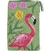 Bamboo Trading Company Flamingo Cell Phone or Club Bag with a separate, secure side zip pocket for cash and credit cards, 7-inch Height, Multicolor