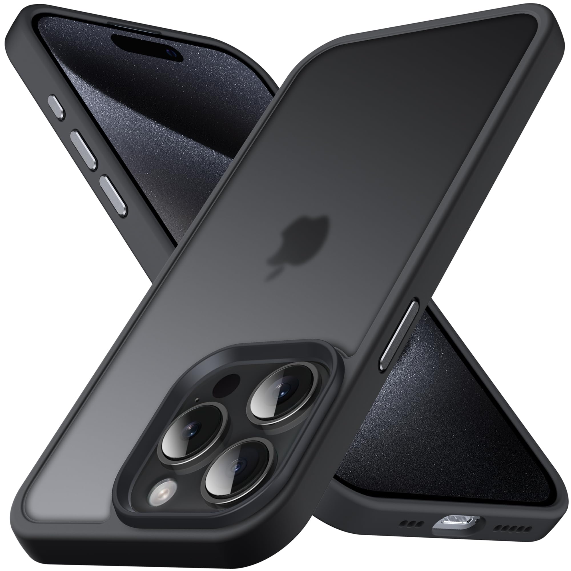 Anqrp Designed for iPhone 15 Pro Case, [Military Shockproof] Super Soft Silicone Slim Translucent Matte Protective Phone Cover, Compatible with iPhone 15 Pro 6.1", Black — image 1