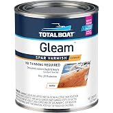 TotalBoat Gleam Marine Spar Varnish for Boats &amp; Outdoor Wood - Satin Quart | Oil-Based Polyurethane Finish; No Thinning; UV Inhibitors; Wooden Boats, Yacht Brightwork, Furniture &amp; Interior/Exterior Wood