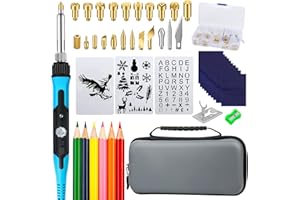 YEGHUJAR Wood Burning Kit 45PCS, Wood Burning Tool Pen with 22PCS Burning Tips, Adjustable Temperature 200~420℃. Professional Wood Burning Tool Set for Beginners Adults and Christmas Teen Gift (Blue)
