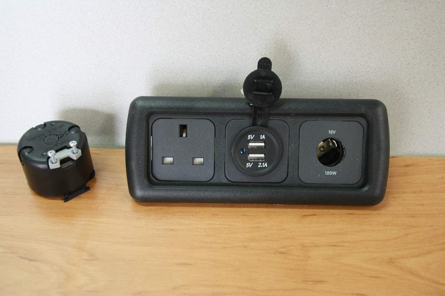 Matt Black Triple Frame 240v Socket Double USB Socket 12v Socket