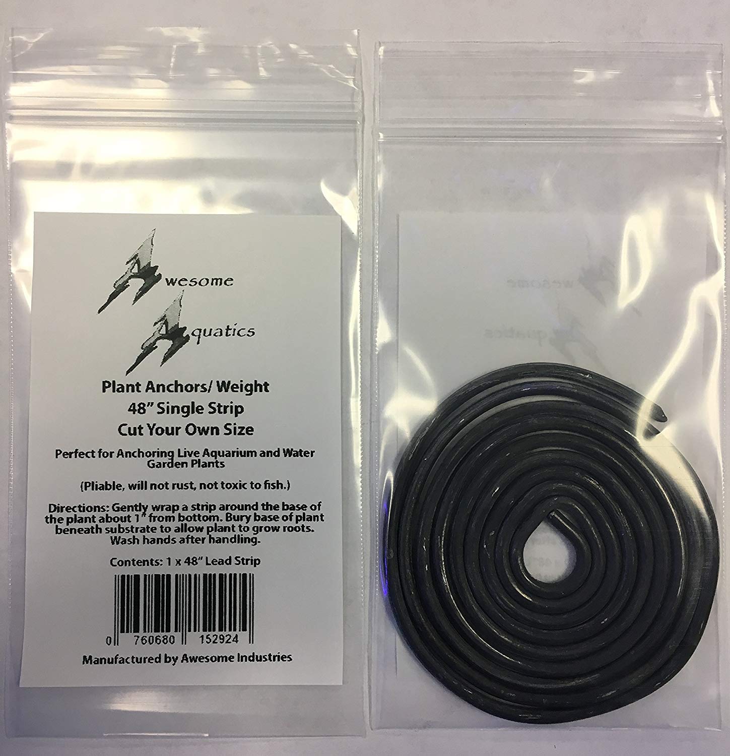 Awesome Aquatics Plant Anchors/Weights 48" Strip Cut Your Own Size Lead