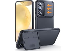 TAURI Kickstand for Samsung Galaxy S24 Plus Case with Camera Cover, [Rugged Drop Protection] [Slide Camera Cover], Protective Hard Back Soft Edge Phone Case for Samsung Galaxy S24 Plus Case-Black