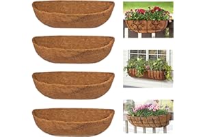 ADDCEAN 4pcs Trough Planter Basket Liners Coco Liner 30 inch, Thick Coconut Coir Liner Coco Fiber Liners Replacement for Wall Planter Window Box, Garden Fence Baskets Railing Planter In/Outdoors (30inch-4pcs)